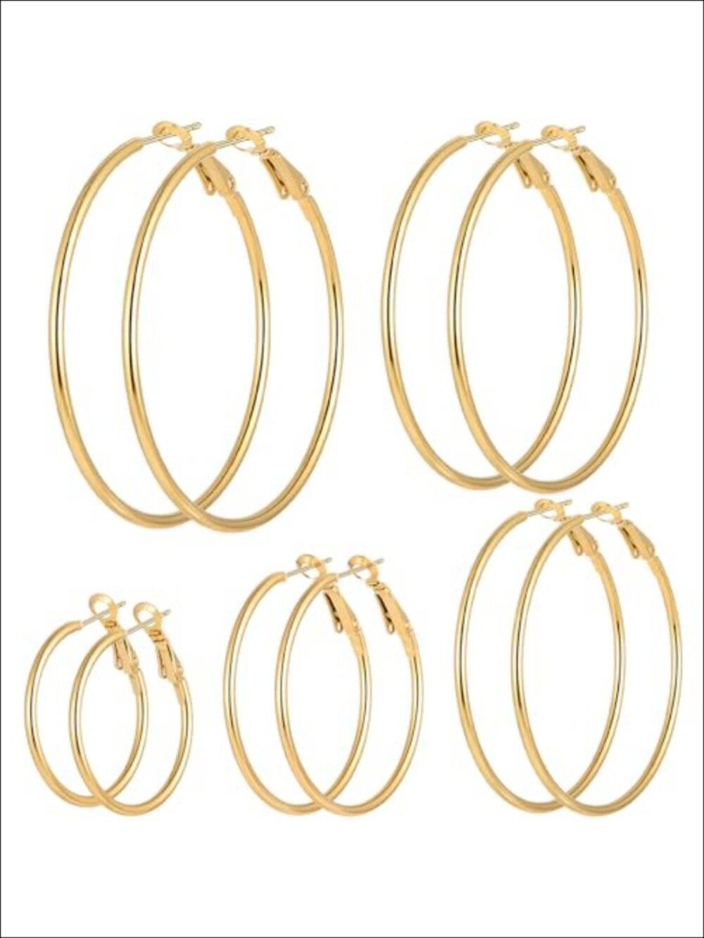 Gold Plated Hoop Earrings Set Stainless Steel Hypoallergenic 5 Pairs